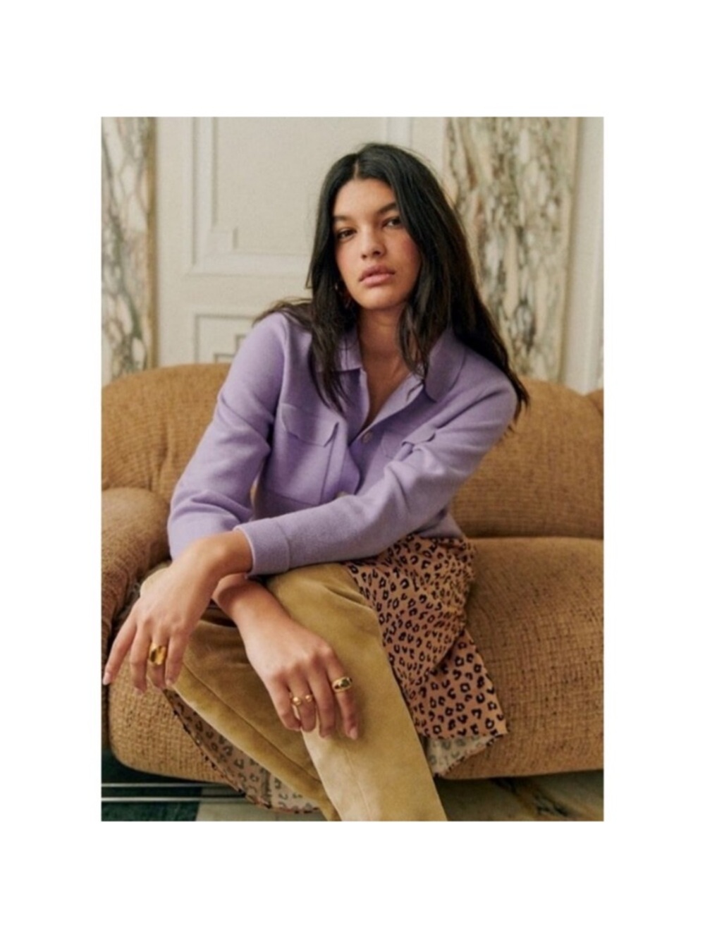 Sézane Lilac Button-Front Knit Jacket - Picture 3 of 15